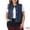 Dark Blue, variant on DARING DIVA Women's Plus Collared Neck Button Down Waistcoat Jean Vest 1X Dark Blue