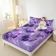 thumbnail image 4 of Manfei Kawaii Butterfly Twin Sheet Sets,Dreamy Theme Twin Fitted Sheet,Purple Black Flat Sheet For Girls Teens,Ultra Soft Home Decor,3pcs, 4 of 7