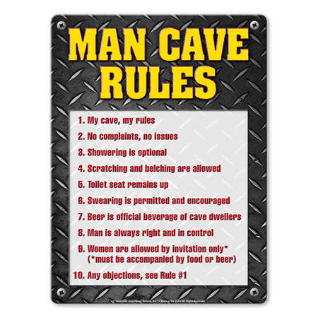 MAN CAVE RULES Sign - Individual Package - Laminated - 8.5