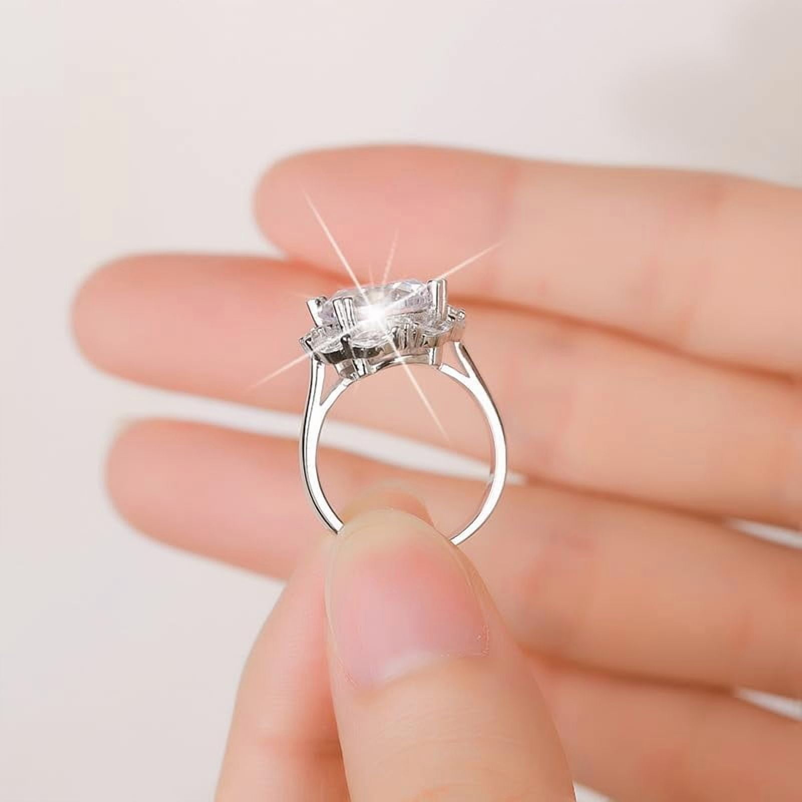 5 Carat Moissanite Engagement Rings for Women Sterling Silver Moissanite Women's Diamond Ring Moissanite Ring for Women Lab Grown Diamond Wedding Rings Women's Promise Rings