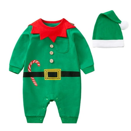 

Casual Kids Baby Clothing Suit Baby Girl Boy Christmas Outfits Baby Romper Long Sleeve Jumpsuit With Hat Xmas Clothes