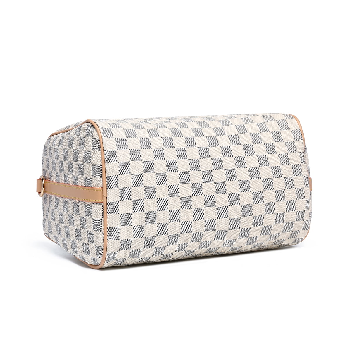 TWENTY FOUR White Checkered Handbags Leather Shoulder Bag and Wallet  Crossbody bag Ladies Handbags and Coin Purse 3pcs With Cross body Strap -  White2 