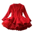 thumbnail image 3 of Vestido NNJXD Suéter de punto rojo para niñas, manga larga, otoño-invierno, 3 of 7