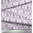 thumbnail image 3 of Soimoi Purple Georgette Viscose Fabric Ogee Damask & Floral Block Decor Fabric Printed Yard 42 Inch Wide, 3 of 3
