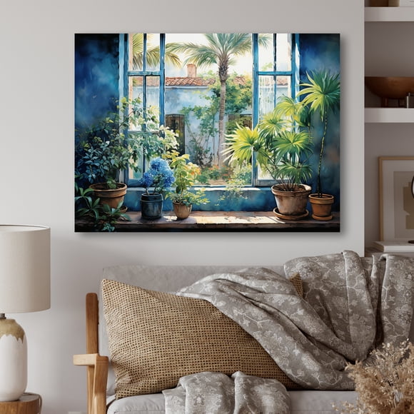 Designart "Blooming Sunset View from Los Angeles Window" Los Angeles Metal Wall Art, Green Metal Wall Decor, Industrial Metal Art Decor For Bedroom - 20x12 Inch
