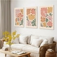 thumbnail image 5 of Boho Flower Canvas Wall Art Abstract Floral Pictures Prints Set of 3 Minimalist Botanical Painting Poster Flower Market Aesthetic Wall Decor for Living room Bedroom 12"x16" Framed, 5 of 7
