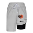 thumbnail image 7 of UVEASISHA Men Fashion Vacation Shorts Sunset Coconut Tree Print 2-In-1 Swim Trunks Elastic Drawstring Quick Dry Beach Shorts with Compression Liner Gray XXL, 7 of 7