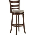 thumbnail image 2 of Weston Home Dark Cherry Ladder Back Swivel Bar Height Stool, Grey Linen, 2 of 3