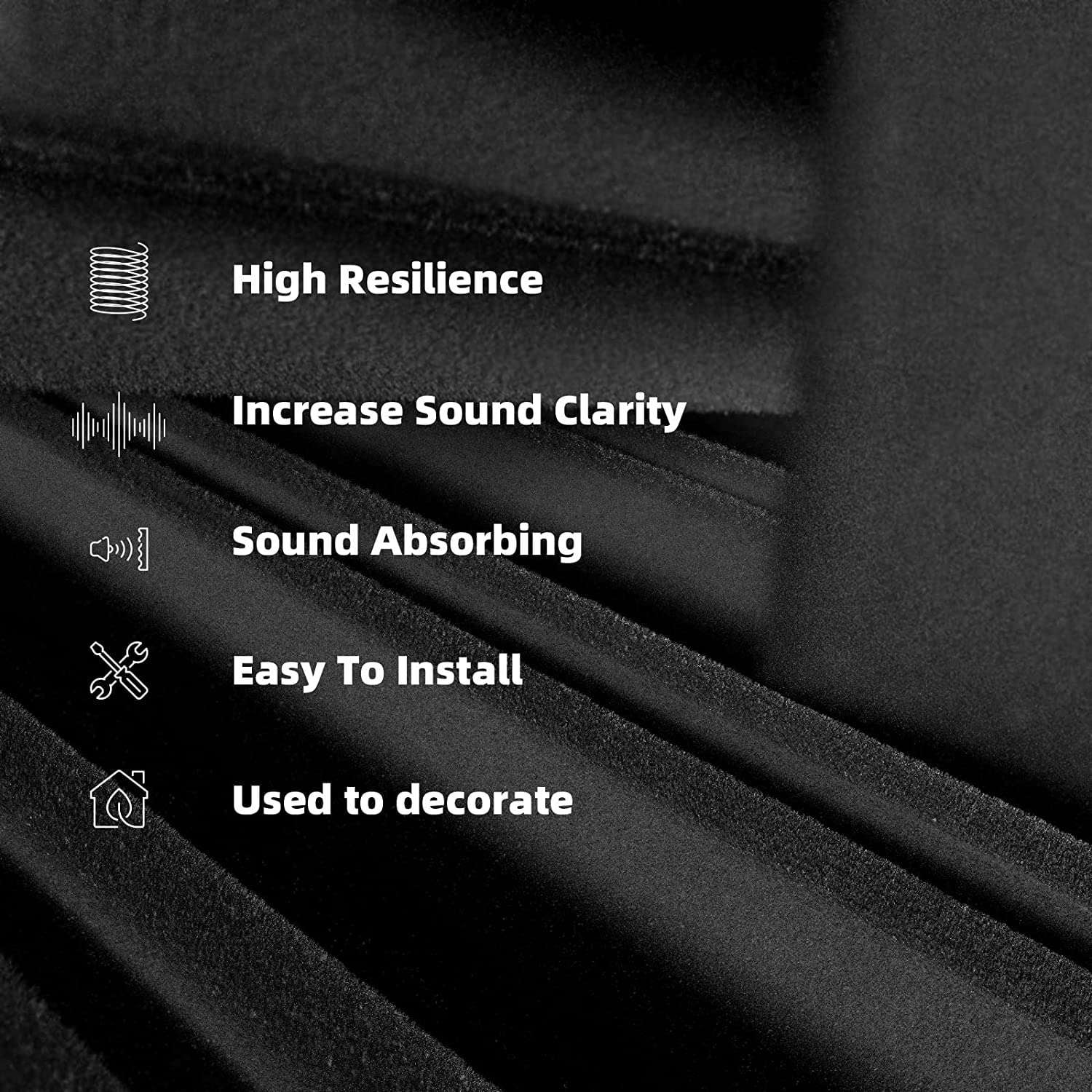24 Pack Self-Adhesive Sound Proof Foam Panels,12 X 12 X 2 Inches Acoustic Foam,High Resilience Sound Proofing Padding