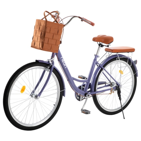 Bicicleta Neon Urbana Rodada 26 Con Canastilla Color Morado