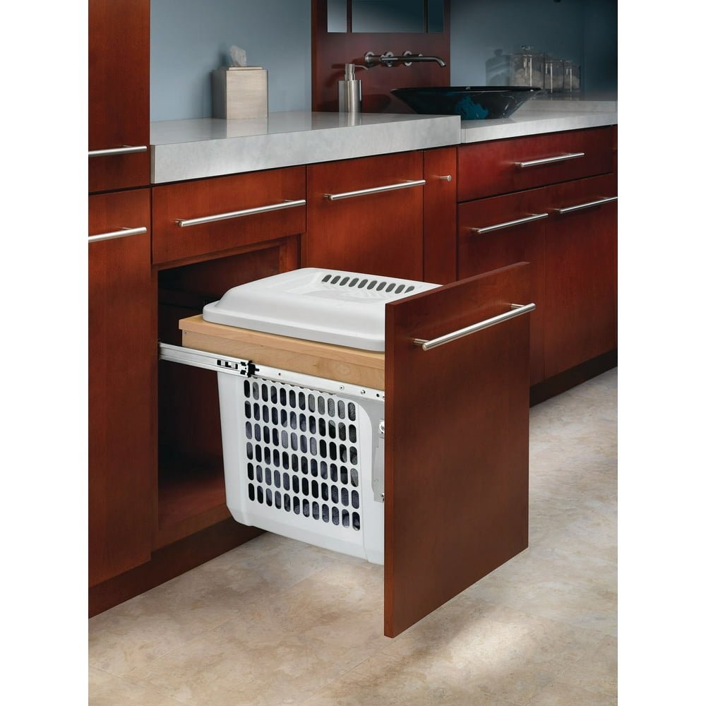 RevAShelf 4Vhtm1520Dm1 Vanity Top Mounted Hamper Wood Pull Out