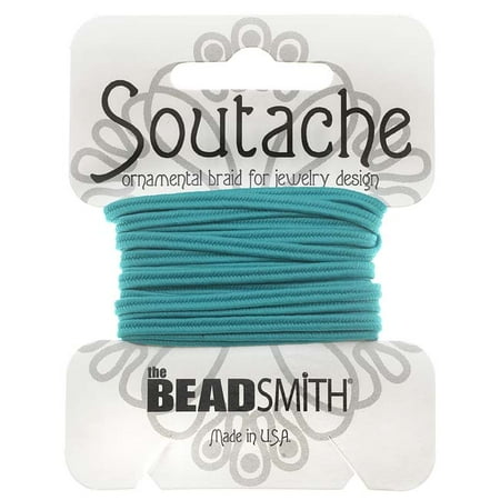 Soutache Cord - BeadSmith Soutache Braided Cord 3mm Wide - Aqua Blue (3 Yard Card)