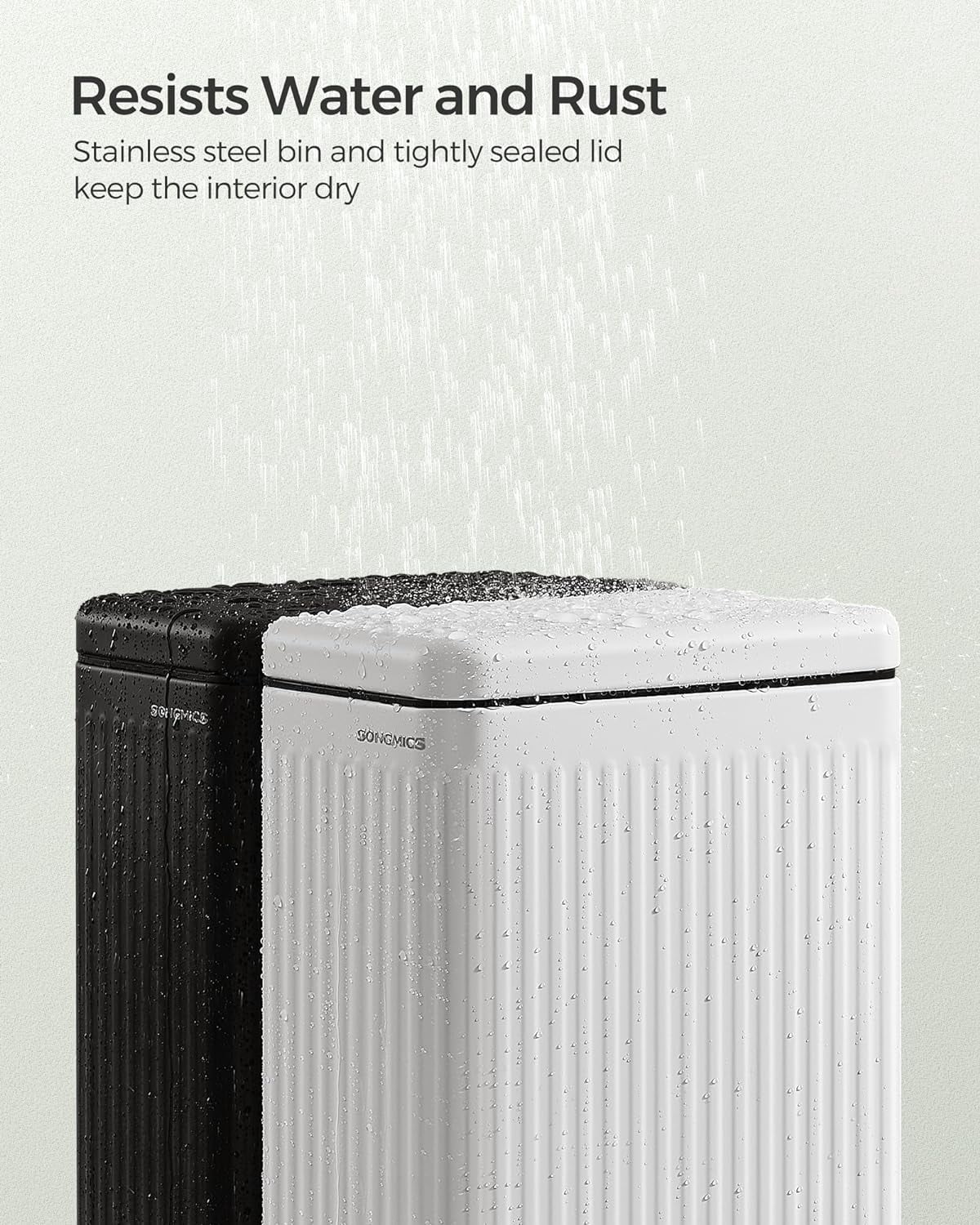 Bathroom Trash Can, 2.6-Gallon (10 L) Trash Bin with Lid, Slim for Small Spaces, Stainless Steel Garbage Can, Soft Close