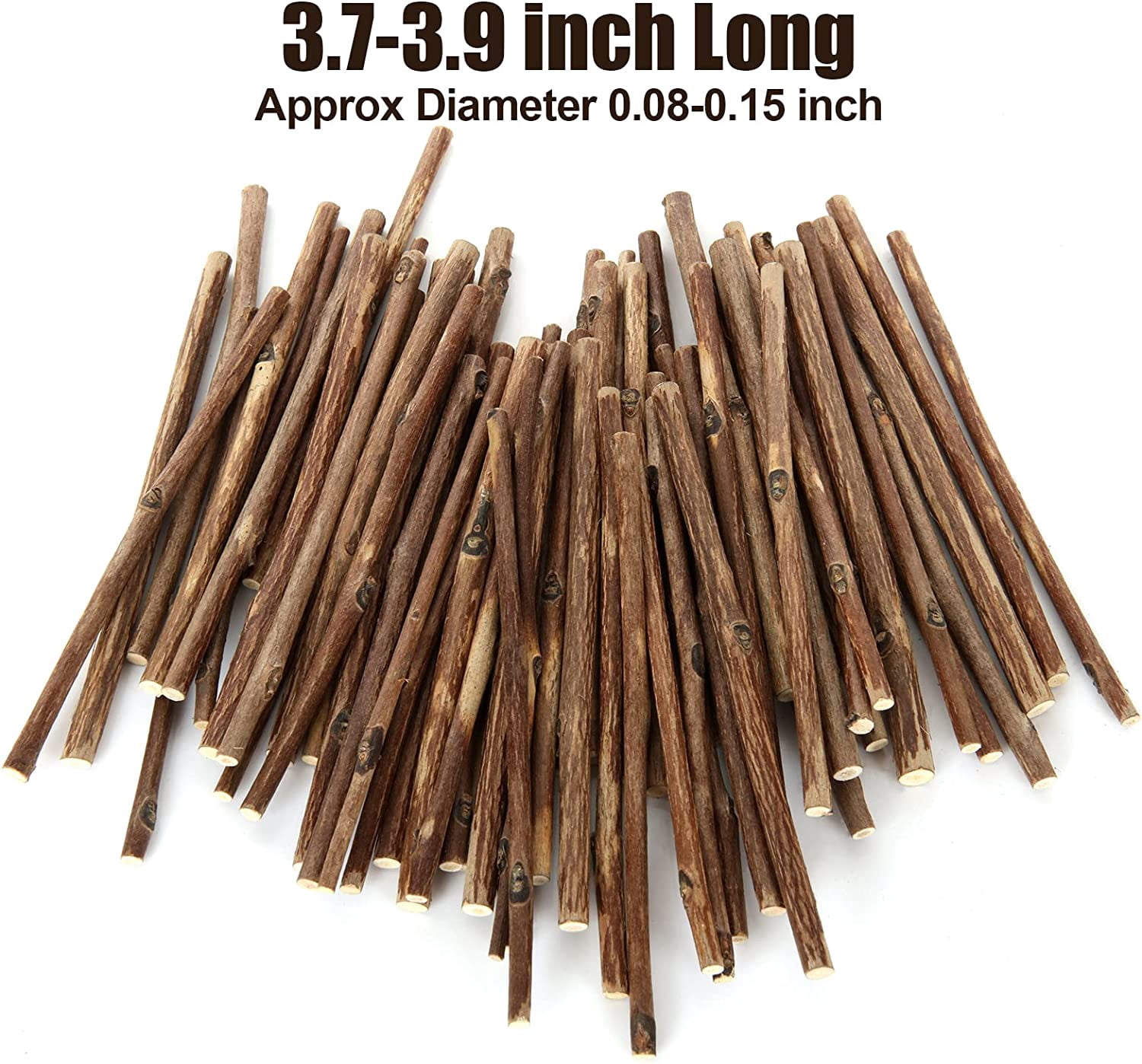 300PCS 4 inch Wood Log Sticks for Crafts - Natural Twigs Sticks- Birch Craft DIY Rustic Home Decor School Projects Crafting Filler, 0.08-0.15 Inch in Diameter