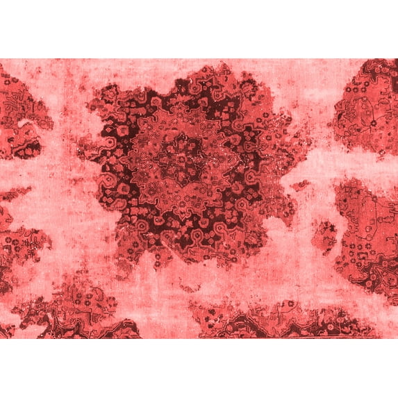 Ahgly Company Indoor Rectangle Abstract Red Modern Area Rugs, 5' x 7'