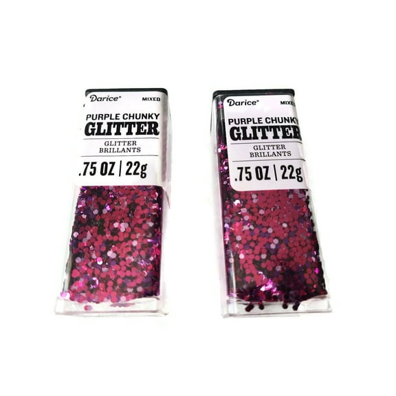 2X Darice Purple Chunky Glitter, 0.75 ounces each Cube, 1 set of 2