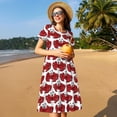 thumbnail image 4 of Balery Cute Red Crab Vestidos sueltos de manga corta para mujer, vestidos de verano 2025, vestidos casuales de corte A con vuelo., 4 of 6