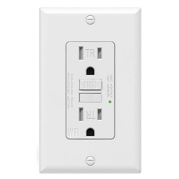 GFCI Outlet 15 Amp, Self-Test GFI Electrical Outlet, Tamper GFCI Receptacle with Wall Plate