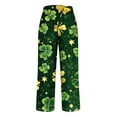 thumbnail image 5 of QATAINLAV Cotton Linen Pants for Women 2025 St Patricks Day Plus Size Lounge Trousers Green Shamrock Clover Print Straight Pants Loose Fit Summer Beach Pants Green XXL, 5 of 6