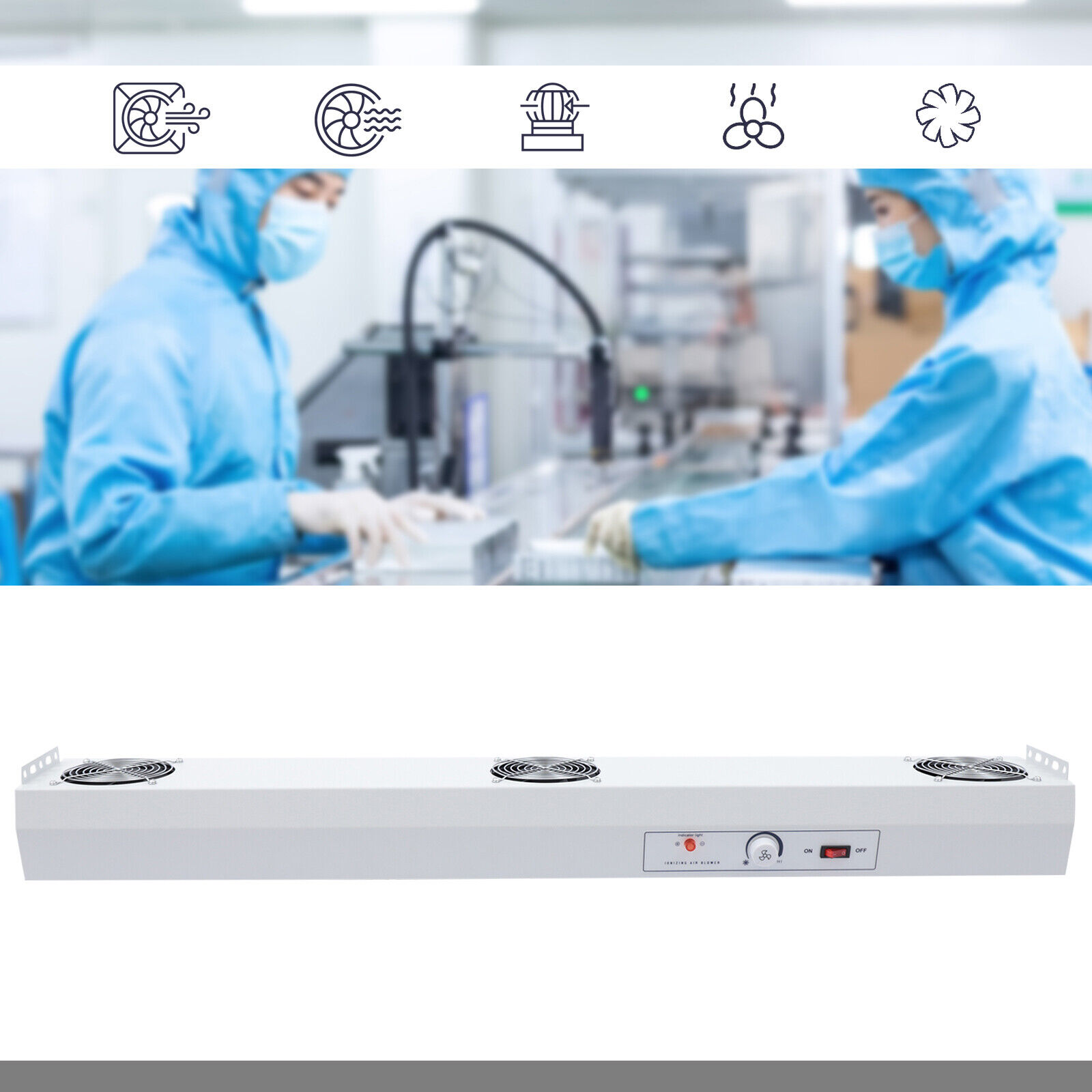 Ionizer AntiStatic 3fan Ionizing Air Blower Fan Discharge Static Eliminator Overhead Ionizer
