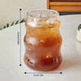 thumbnail image 6 of 1/2 Pcs Vintage Drinking Glasses, 14/18/22 Oz Ripple Glass Cups,Gourd Shape Iced Coffee Glasses,Wave Shape Glasses,Ribbed Glassware for Juice,Beer,Beverage,Water,Dessert Cups, 6 of 9