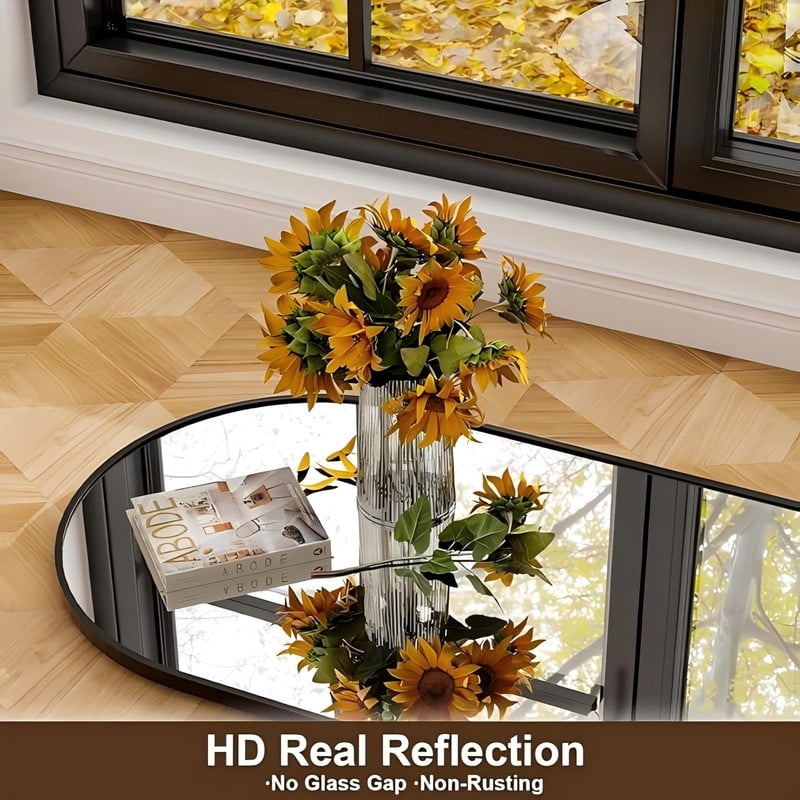 Anyrose 64"x 21.5" Arched Full Length Mirror Wall Mirror with Aluminum Alloy Frame,Black