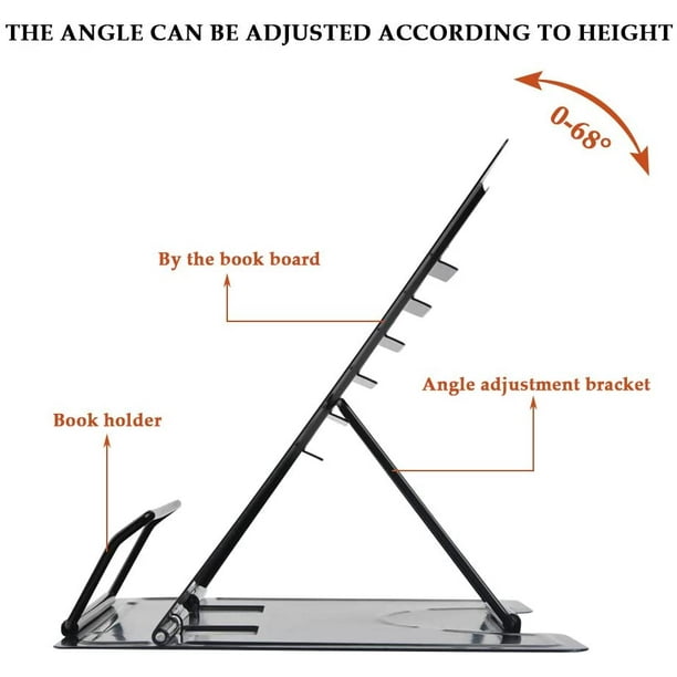 Support de livre réglable, hauteur et angle réglables, support de