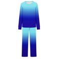 thumbnail image 4 of Scyoekwg Women's Casual 2 Piece Outfits Fall Fashion Gradient Color Outfits Loose Comfy Matching Set Loungewear (Blue,L), 4 of 4