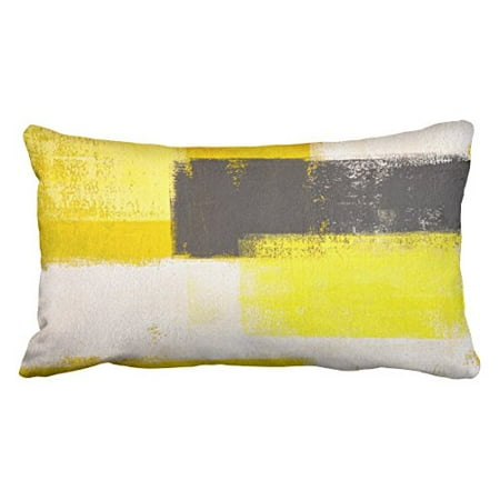 Yellow And Gray Pillow WinHome Decorative Grey And Yellow Red Abstract Art Pillow Cover Pillowcase Cushion Cover Size 20x30 inches Two Side ()