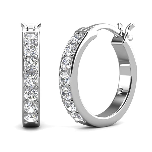 Cate & Chloe Presley 18k White Gold Plated 17mm Hoop Earrings with Swarovski Crystals for Women