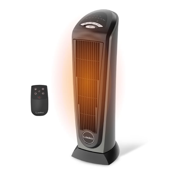 Lasko 751320 Silver 1500W 2 Speed, Oscillating, Remote, Timer Ceramic Tower Space Heater