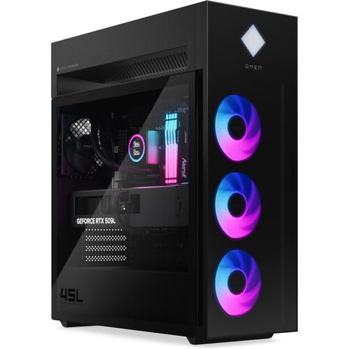 HP OMEN 45L Gaming Desktop PC (Intel Ultra 9- 285K, NVIDIA GeForce RTX 5090 32GB GDDR7, 128GB DDR5, 1TB PCIe SSD + 2TB HDD, RGB Fans, 360mm AIO, 1200W PSU, WiFi 6E, Win 11 Pro) w/DKZ USB Port Expander