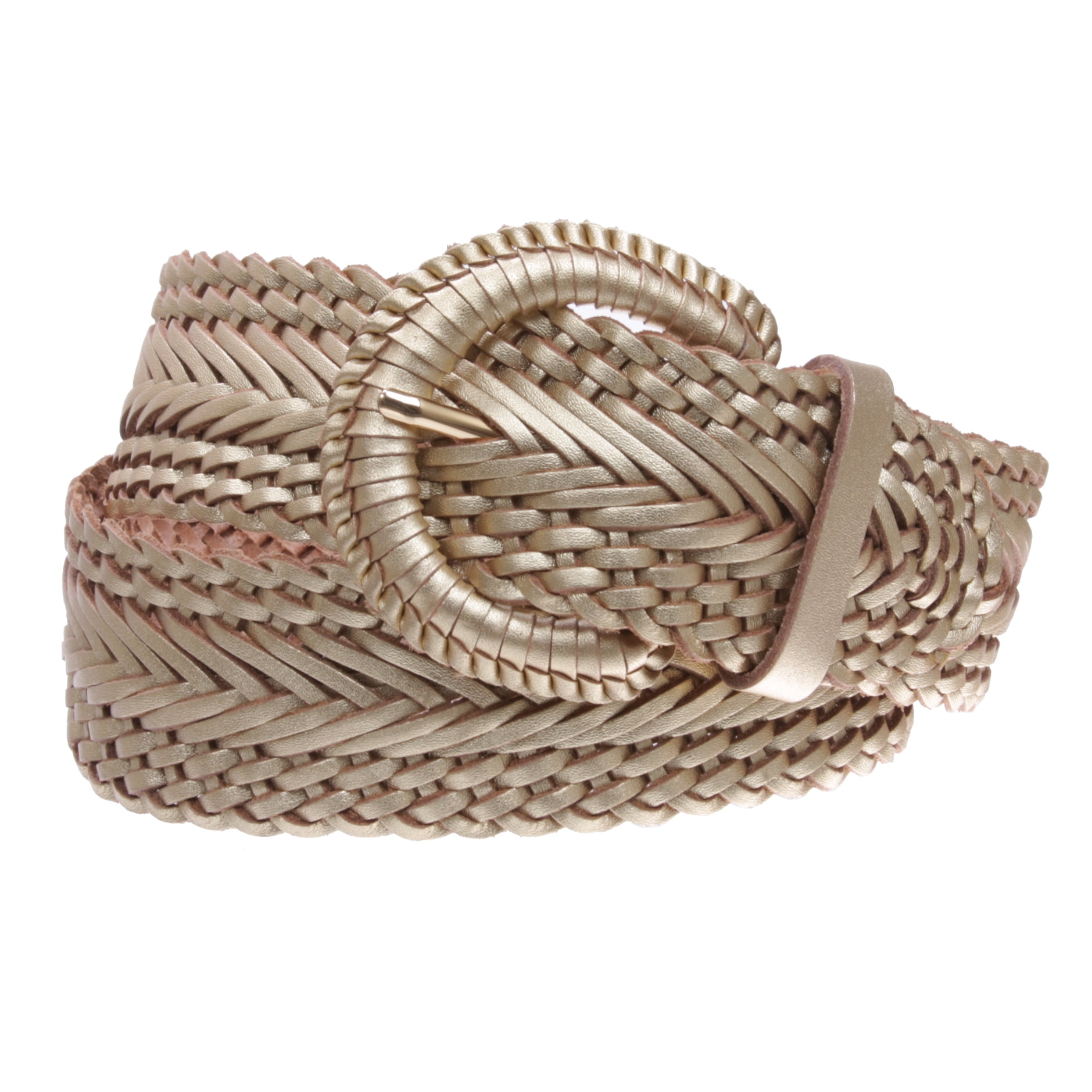 Women's 2" Wide Braided Woven Round Leather Belt