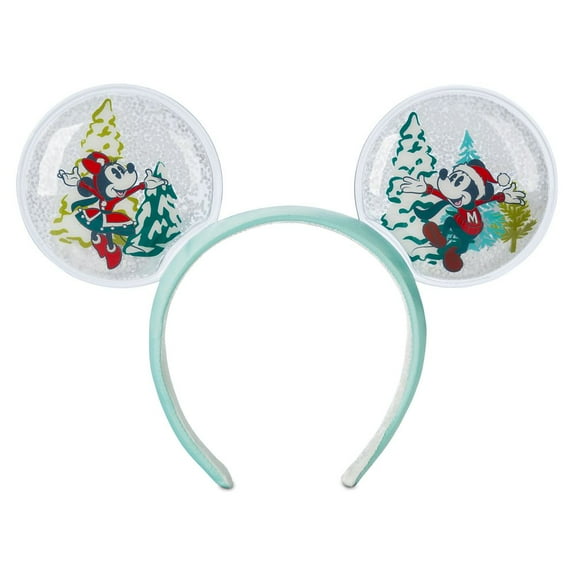 Disney Theme Parks Mickey and Minnie Mouse Snow Globe Ear Headband for Adults