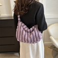 thumbnail image 3 of Bolso de hombro para mujer bolso de mano de felpa esponjoso de invierno bolso cruzado color morado, 3 of 9