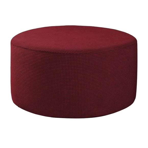 Stretch Ottoman Cover Ottoman Slippers Round for Living Room Foot Stool Stretch Red