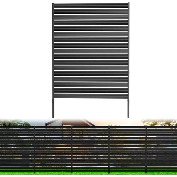1 Panel No-Dig Metal Privacy Fence Screen, 48" H × 60" W Outdoor Air Conditioner Fence, Rustproof AC Unit Cover to Hide Trash Bins, Pool Equipment Enclosure, Decorative Garden, Patio & Backyard
