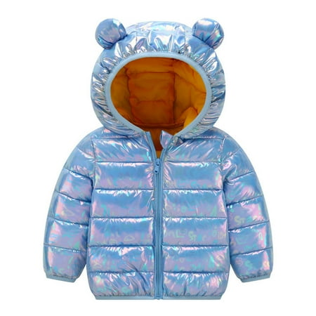 

WZHKSN Child Sweater Toddler Boys Girls Winter Windproof Lightfuls Colours Bear Ears Hooded Jacket Kids Warm Outerwear Coat