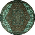 thumbnail image 1 of Ahgly Company Machine Washable Indoor Round Persian Turquoise Blue Traditional Area Rugs, 8' Round, 1 of 4