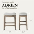 thumbnail image 5 of Maven Lane Adrien Backless Saddle Kitchen Stool, Reclaimed Oak, Set of 3, 5 of 6