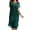 Green, variant on Qiopertar Women's Midi Dress Round Neck Short Sheer Sleeve Ruched Waist Ruffle Cocktail Party Wedding Guest Elegant Evening Formal Dress, Green M