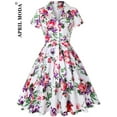 thumbnail image 1 of 2024 Robe Vintage d'Été pour Femmes à Imprimé Perroquet et Oiseau, Décontractée, Verte, Rétro, Pin-Up, Pin-Up, Robe de Fête Rockabilly Années 50 60, Robe Soleil Évasée, 1 of 7