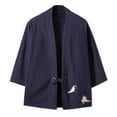 thumbnail image 2 of eileial 2024 Men's Embroidered Haori Kimono Harajuku Large Size Cardigan Yukata Style Clothing,Navy XXXXL, 2 of 3