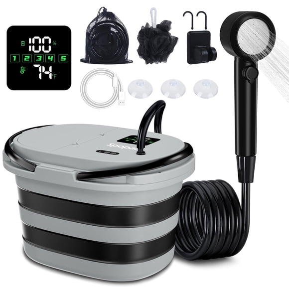Ducha de camping Spopal portátil integrada de 20 litros con 13000 mAh