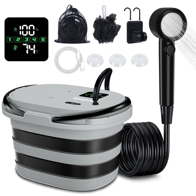 Ducha de camping Spopal portátil integrada de 20 litros con 13000 mAh