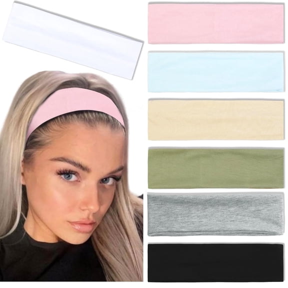 Trendy Non-Slip Headbands Set for Women - 7PCS Elastic Soft Thick Cotton Cloth Headbands for Yoga, Running, Workout, and Sports Daily