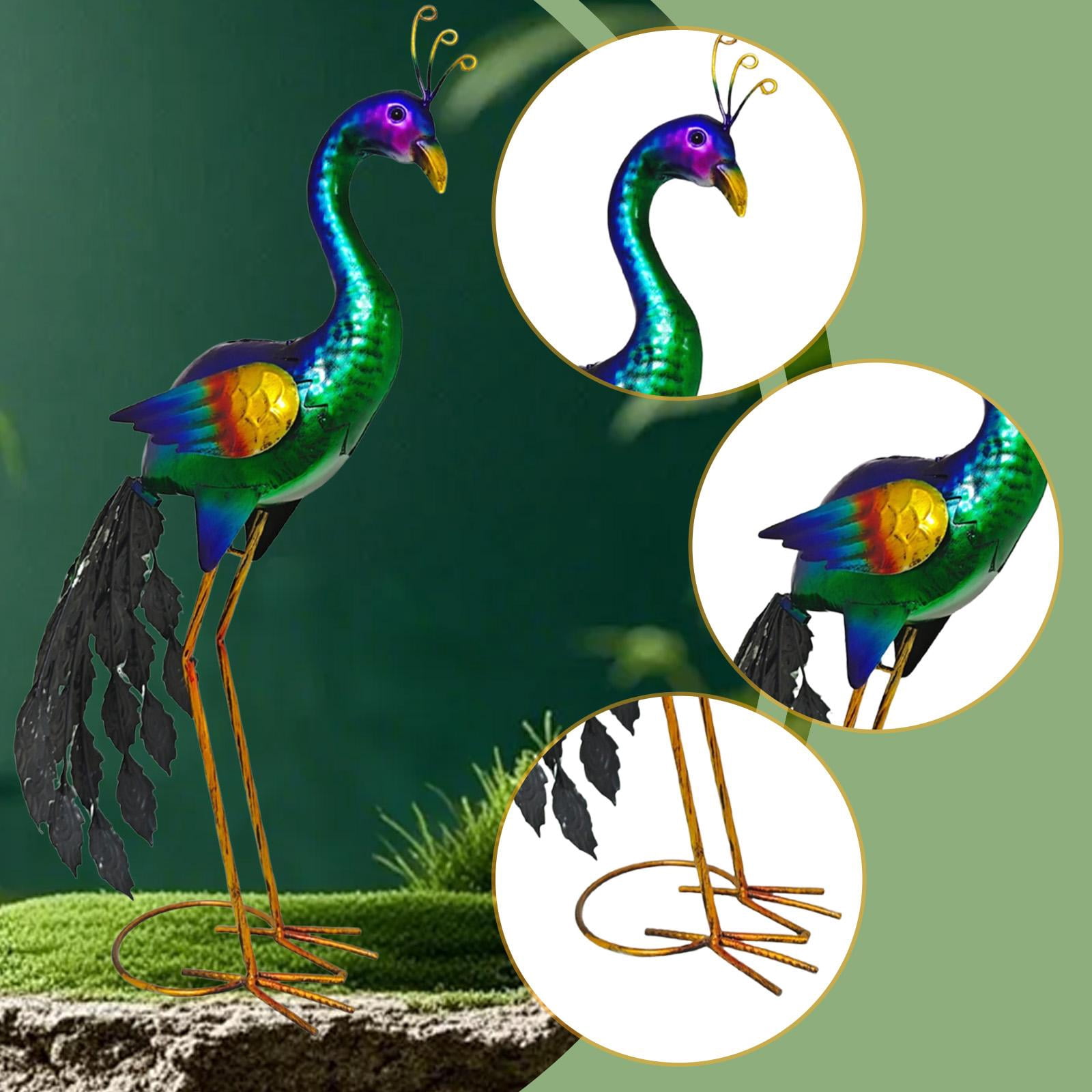 koolsoo Peacock Garden Statue Decorative Figurine Metal Lawn Ornament Iron Art Sculpture for Landscape Lawn Outdoor Housewarming Gift