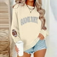 thumbnail image 2 of WMTBSRSW Game Day Sweatshirt for Women Football Sweatshirts Oversized Crewneck Long Sleeve Pullover Tops Cute Graphic Sweatshirt Beige XXL, 2 of 4