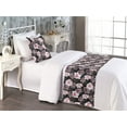 thumbnail image 2 of Floral Bed Runner Set, Blossoming Flowers and Outline Motifs Summer Love on Dark Background, Decorative Bedding Scarf & a Pillow Sham for Hotels Homes, Twin, Black Pale Rose and Coral, by Ambesonne, 2 of 3