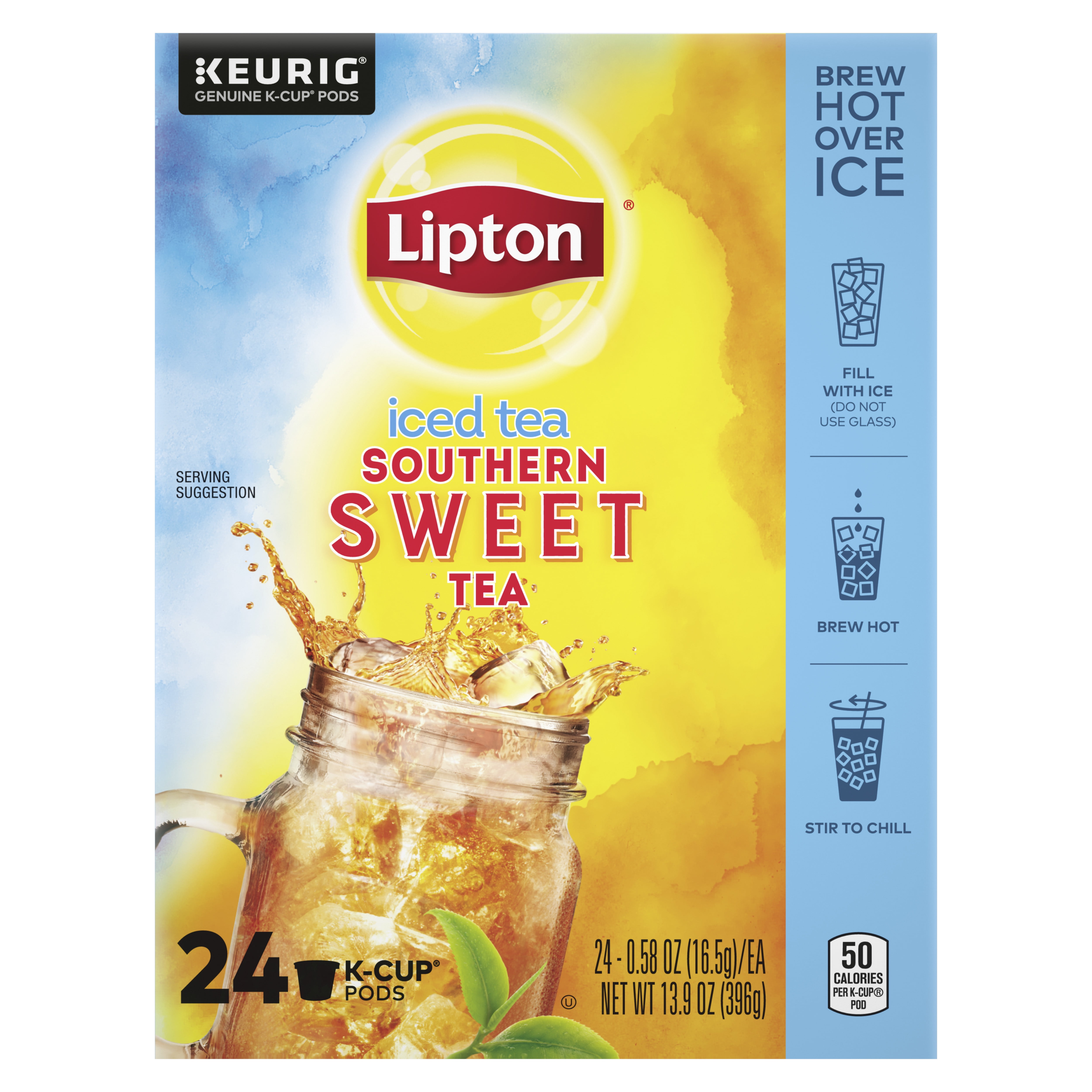 Lipton Iced Tea K-Cup Pods Southern Sweet Black Tea, Caffeinated, Tea Bags 24 Count